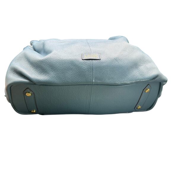 Lodis Blue Leather Shoulder Bag Hobo Slouchy Tote Purse - Picture 5 of 14
